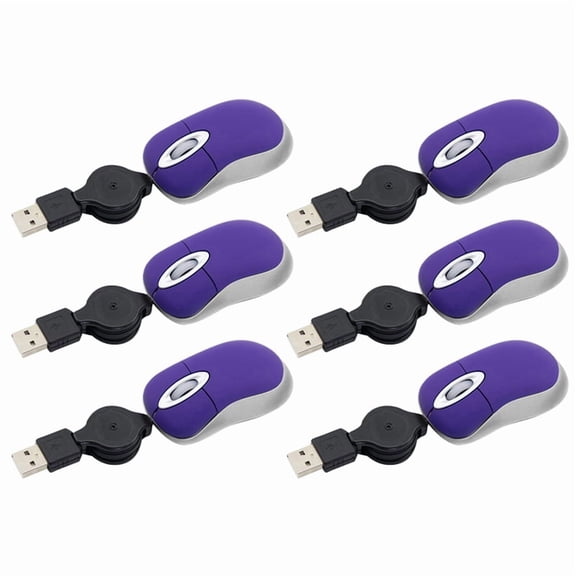 6X Mini USB Wired Mouse Retractable Tiny Small Mouse 1600 DPI for 98 2000 XP Vista Version,6 x Wired Mouse,