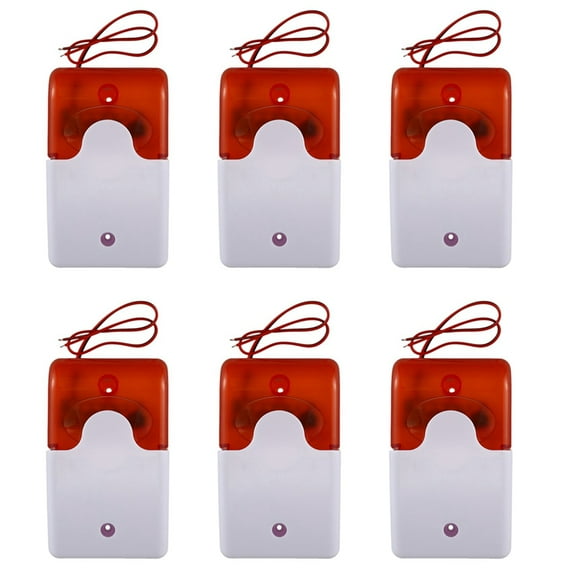 6X Mini Wired Strobe Warning Siren DC 12V Sound Alarm Flashing Light Sound Siren 115Db Orange