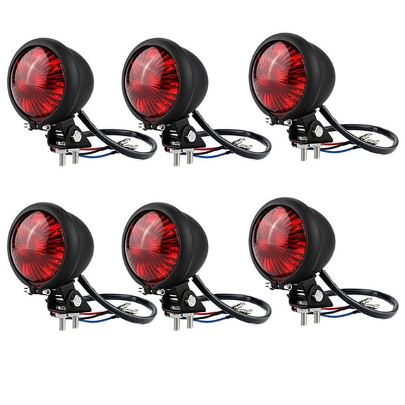 6X Motorcycle LED Rear Tail Light Brake Stop Lamp Moto LED Tail Light for Chopper Cafe Black
