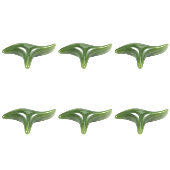 6X Natural Green Beeswax Jade Face Gua Sha Triple-Cornered Massager Board Rod Body Foot Acupoint Massage Stick