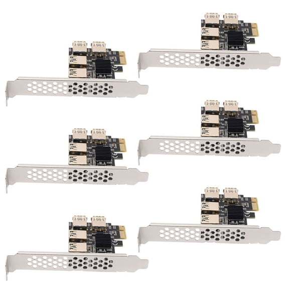 6X New 4 Ports PCIe Riser Adapter Board PCI-E 1X to 4 USB 3.0 PCI-E Rabbet GPU Riser Extender ETH/Monero XMR,6 x PCI-E 1 to 4 riser card,black