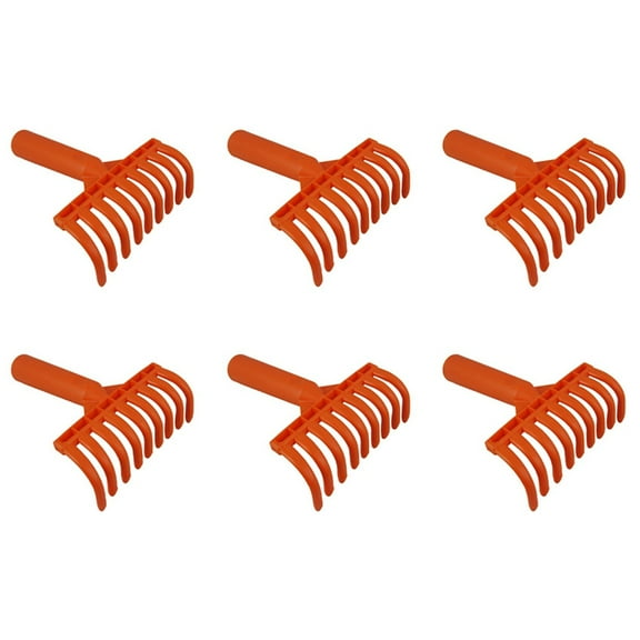 6X Olive Rake Heads 9-Tooth Rake Multipurpose Plastic Shovel Rake Olive Picking Rake Inner Diameter 2.5cm,6X Olive Rake Head Nine-tooth rake,Orange