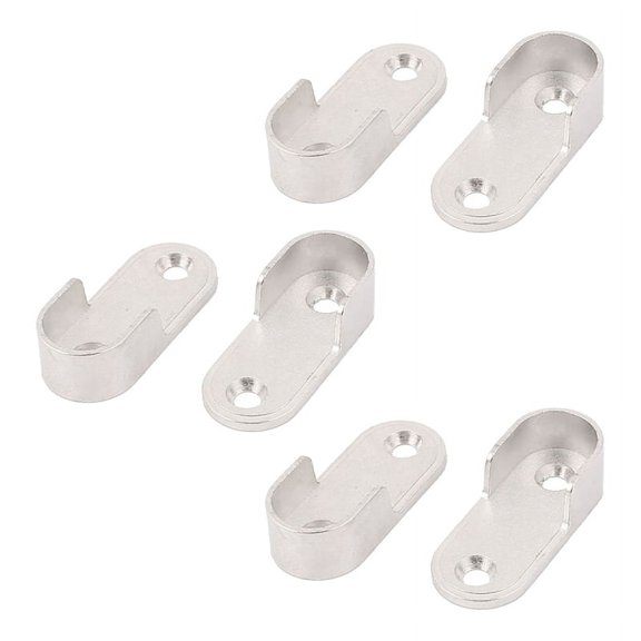 6X Oval Hanging Rail Rod End Bracket Support Silver Tone