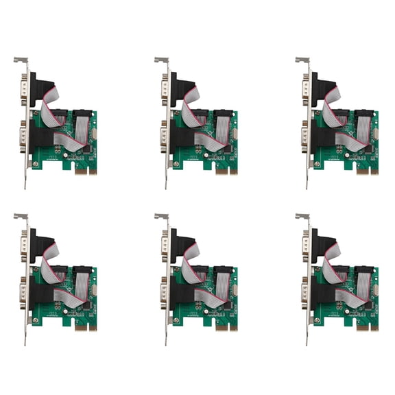 6X PCI-E PCI Express Dual Serial DB9 RS232 2 Ports Controller Adapter Card Green
