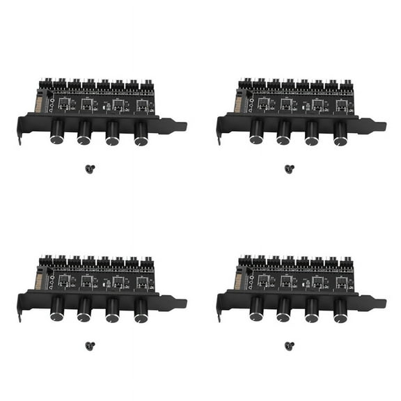 6X Pc 8 Channels Fan Hub 4 Knob Cooling Fan Speed Controller for Cpu Case Hdd Vga Pwm Fan Pci Bracket Power By 12V,6 x governor 6 x screw,black