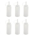 thumbnail image 1 of 6X Plastic Squeeze Bottle Condiment Dispenser Ketchup Mustard Sauce Clear White 6Oz, 1 of 8