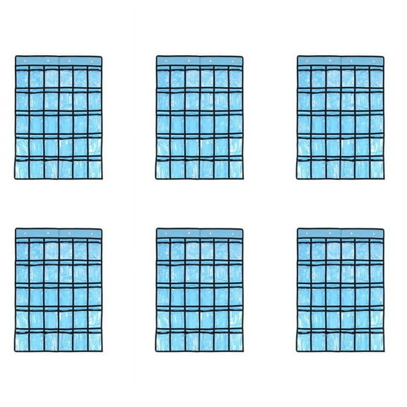 6X Pocket Chart for Calculator Holder, 30 Pocket Charts for Classroom 33.5 X 24.5 Inch Hanging Cell Phone Organizer