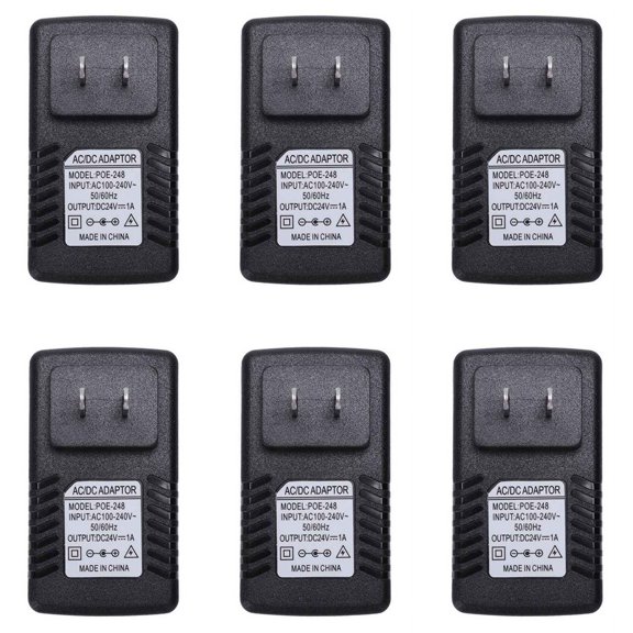 6X Power Supply Ethernet POE Injector Adapter for IP Phone Gateway IP Camera(24V/1A US Plug)