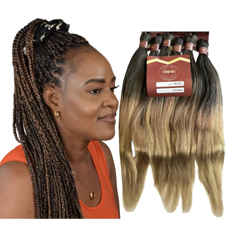 Xusuperb Pre Stretched Braiding Hair 16 Inch Ombre Brown Short Easy Braids Extensions 6 Packs Soft Knotless Yaki Texture Kanekalon Synthetic Crochet Hair For Braiding(T1B/30