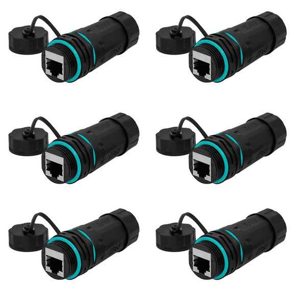 6X RJ45 Network Straight Head IP68 Waterproof Cat5/Cat6 Network Cable Connector Outdoor Dustproof Rj45 Wire Joint Plug