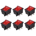 thumbnail image 1 of 6X Red Light Illuminated 4 Pin DPST ON/ Snap in Rocker Switch 16A 20A 250V AC, 1 of 8