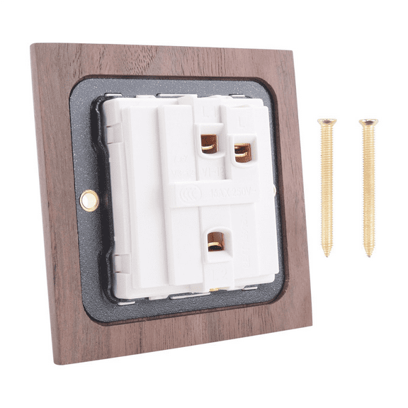 6X Retro American Industrial Style Light Switch Socket,Solid Wood Brass Toggle Plate, Antique Home Stay Switch(1)