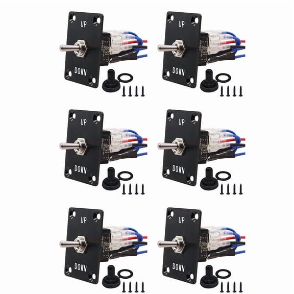 6X Rocker Toggle Switches Momentary 6 Pin 3 Position (on)-Off-(on)UP/Down Polarity Reverse Switch with Panel