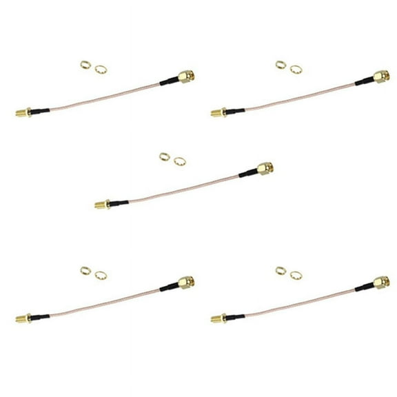 6X SMA Male to SMA Female Nut Bulkhead Crimp RG316 Coax Cable Jumper Pigtail 15cm,6 x SMA Male to SMA Female Pigtail Cable,black&gold