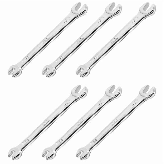 6X Silver Tone 5.5mm X 7mm U Shape Double Open-Ended Wrench Tool,6 x Double Open-ended Wrench,Silver Tone