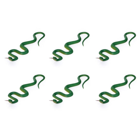 6X Simulation Soft Plastic Toy Snake Simulation Snake Rubber Tip Toy - Green