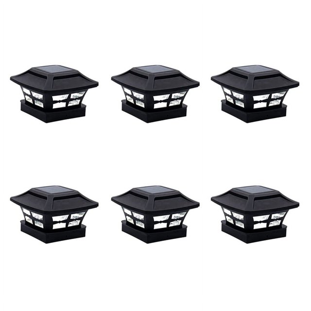 6X Solar Post Cap Lights 2 Lighting Modes LED Deck Fence Cap Lights for