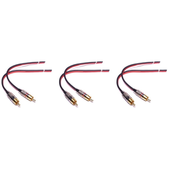 6X Speaker Cables to RCA Plugs Adapter, 2-Channel (1 Foot)