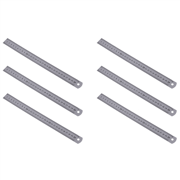 6X Stainless Steel Ruler Measure Metric Function 30cm 12Inch