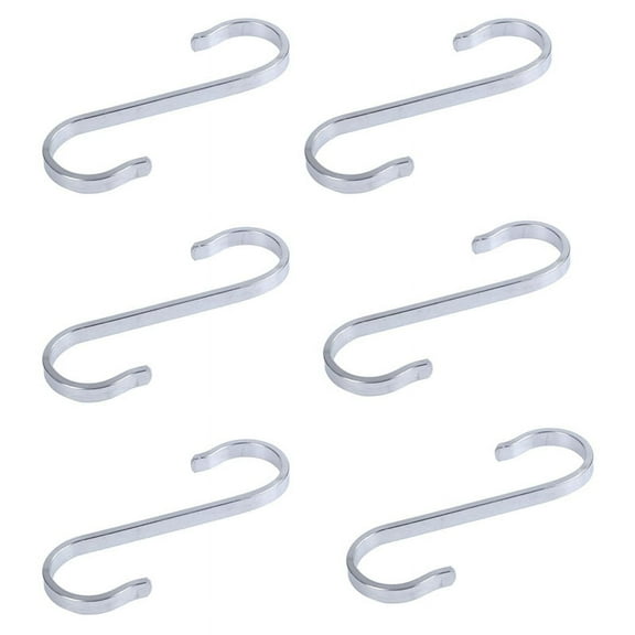 6X Stainless Steel S Shape Hooks Powerful Kitchen Hanger Clasp Rack Clothes Holder, 19X19mm