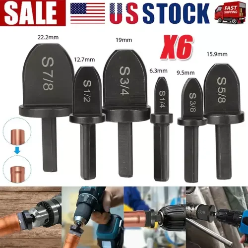 6X Swaging Tool Drill Bit Set Air Conditioner Copper Pipe Flaring Tube Expander