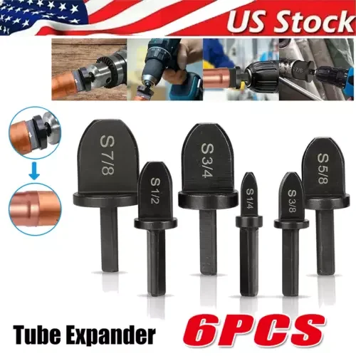 6X Swaging Tool Drill Bit Set Air Conditioner Copper Pipe Flaring Tube Expander