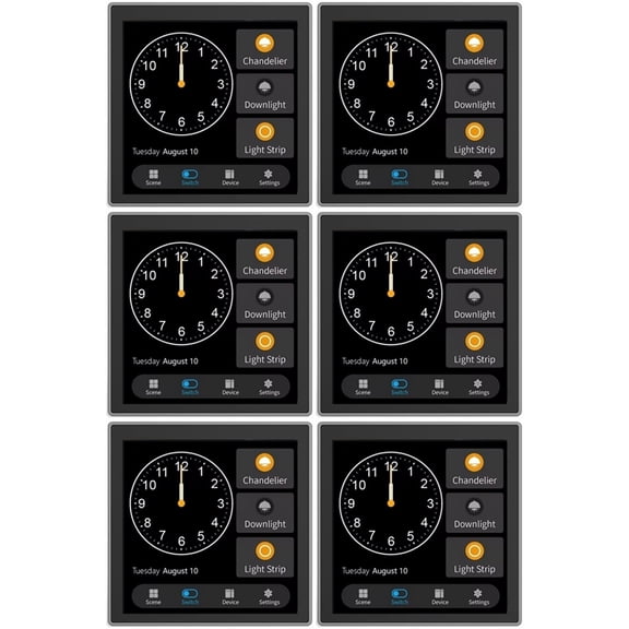 6X Tuya T3E Panel Switch Touch Screen Panel EU Smart Control Panel Switch Zigbee Smart Home Wall Push Light Switch,Black