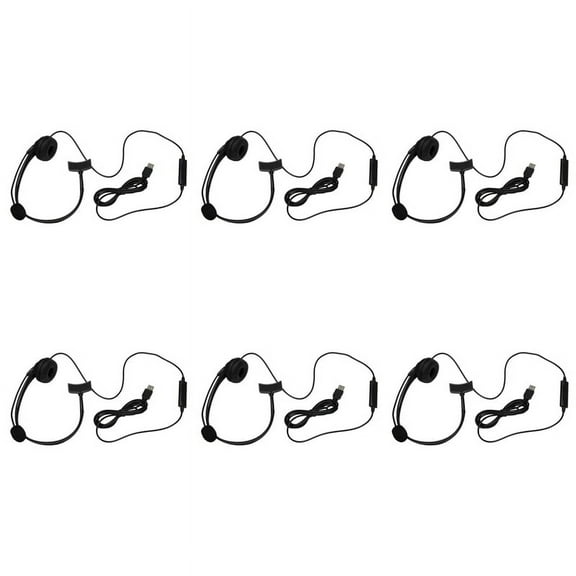6X USB Call Center Headset with Noise Cancelling Mic Monaural Headphone for PC Home Office Phone Service Plug and Play