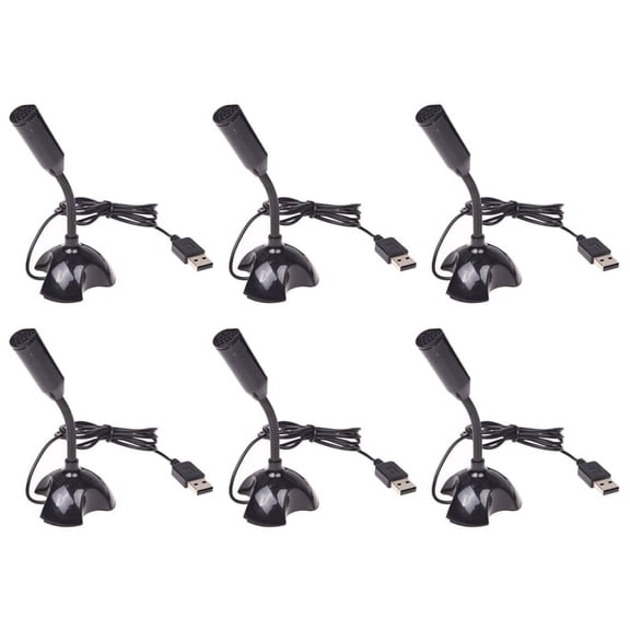 6X USB Microphone Web Flexible Noise Canceling Mic for PC Computer Laptop Stand,6 x USB Microphone,Black