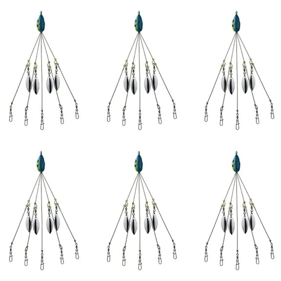 6X Umbrella Rigs for Stripers Fishing, Freshwater Fishing Swimbait Lures Rig Kit, Blue