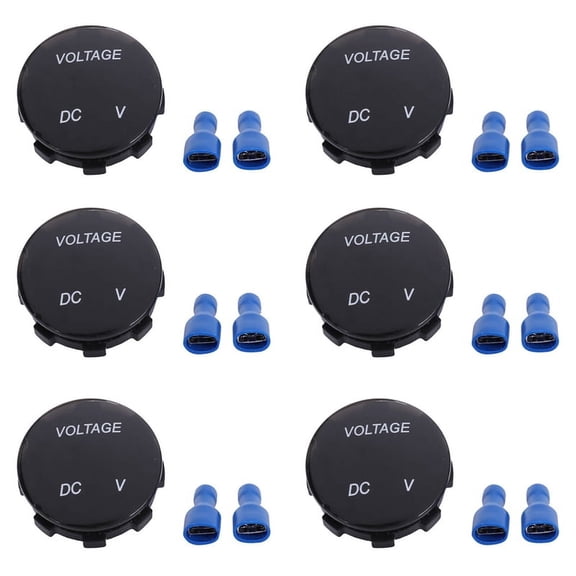 6X Universal Digital Monitor Voltmeter Waterproof Voltage Meter LED blue for DC 12V-24V Car Motorcycle Auto Truck