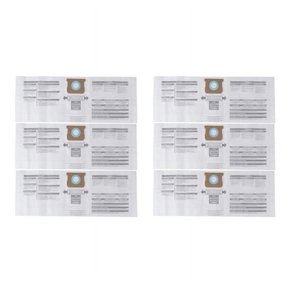 6X Universal Dry Dust Bag 5 to 8 Gallon Vacuum Cleaner Replacement Accessory Fit for Shop Vac 90661 906-61 9066100