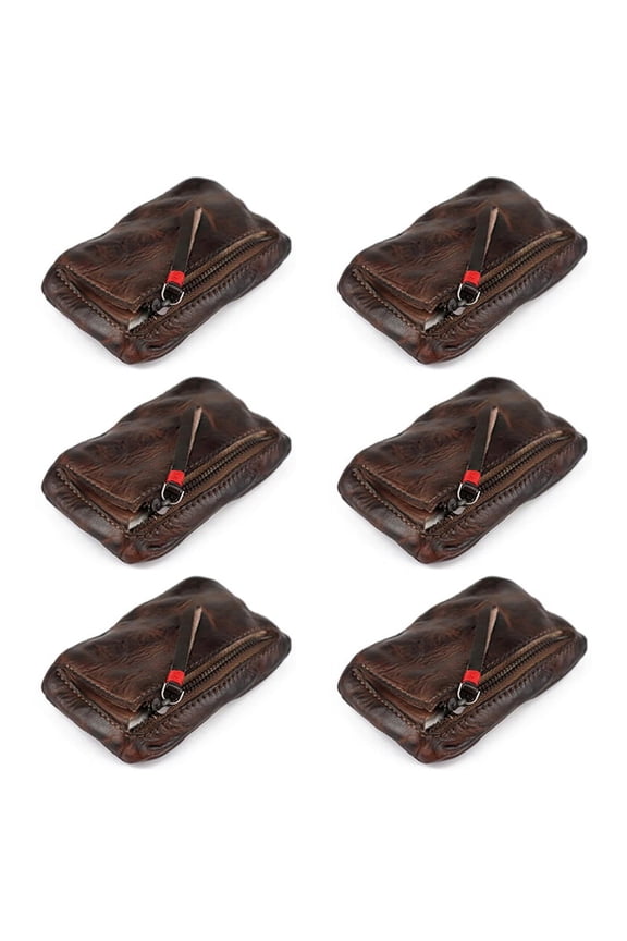 6X Vintage Men's Genuine Leather Mini Coin Purse Card Case Holder Wallet Clutch Male Short Zipper Small Change Bag