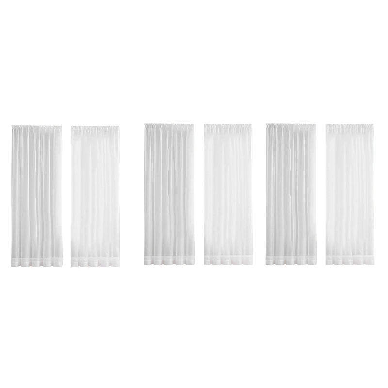 6X Window White Sheer Curtains 84 Inches Long 2 Panels Sheer White