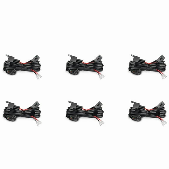 6X Wiring Harness Kit for 1 Light Fuse On- Switch 12V 40A Relay 180 W/ 300W for 4-52 Inch LED Work Light Bar