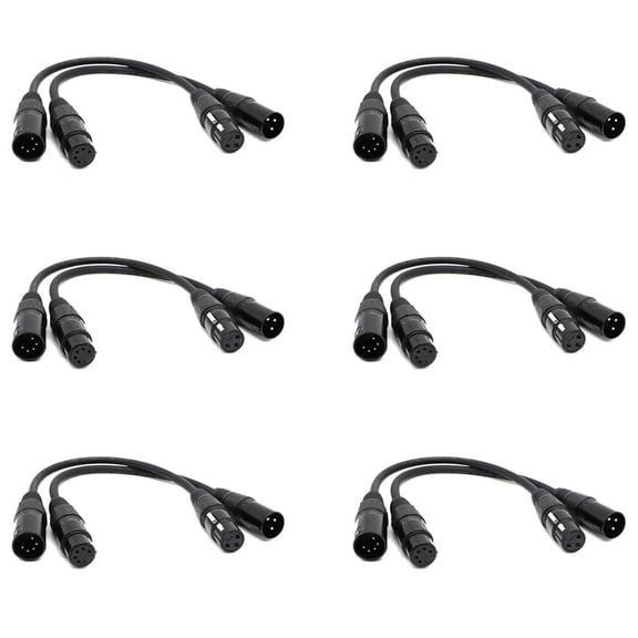 6X XLR Male 3 Pin to XLR Female 5 Pin & XLR Female 3 Pin to XLR Male 5 Pin Audio Cable, for Microphone Stage Light