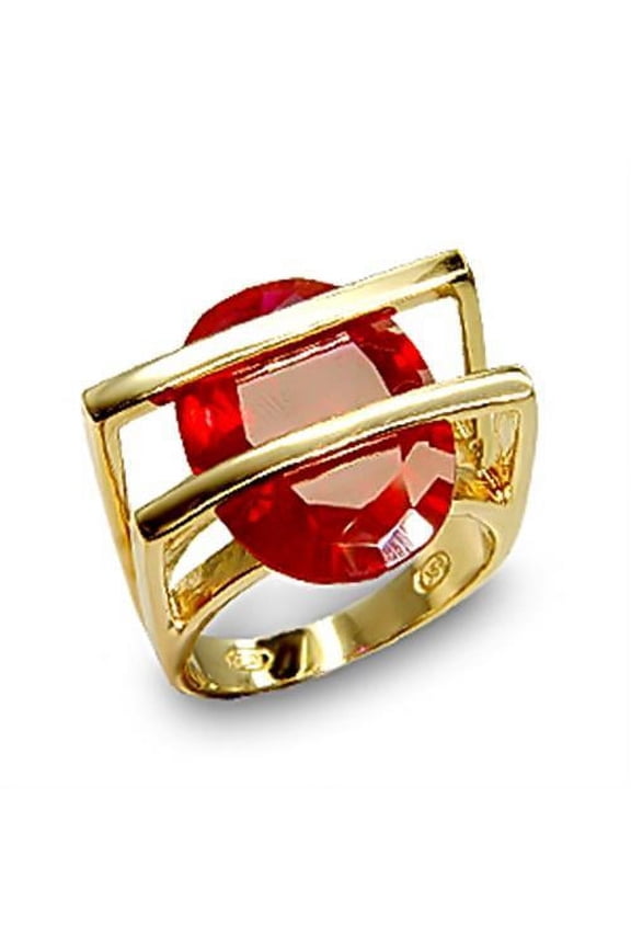 Gold 925 Sterling Silver Ring with Synthetic Garnet in Ruby for Women Style 6X001