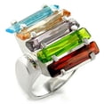 thumbnail image 1 of Rhodium Brass Ring with AAA Grade CZ in Multi Color for Women Style 6X007, 1 of 1