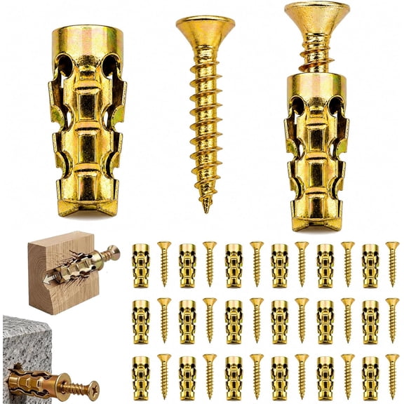 6X14mm Short Expansion Screw Set for Cabinet Hinge Repair & Stripped Thread Restoration, Door Hinge Thread RepairScrews,Short Expansion Wall Anchors,30/50/100set Secure Cabinet Door (30pcs)