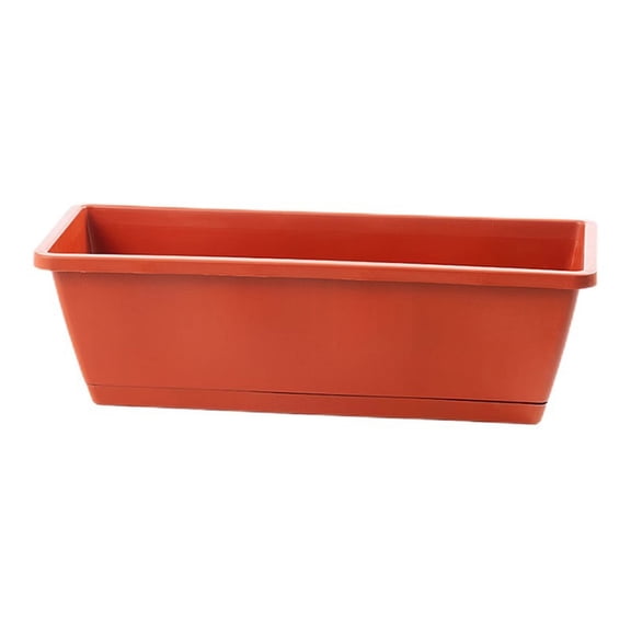 6X19Inch Rectangle Window Box Planter with Drainage Holes and Saucer, Self-Watering Plastic Flower Pot for Indoor and Outdoor Plants for Windowsill, Deck, Patio, and Railing