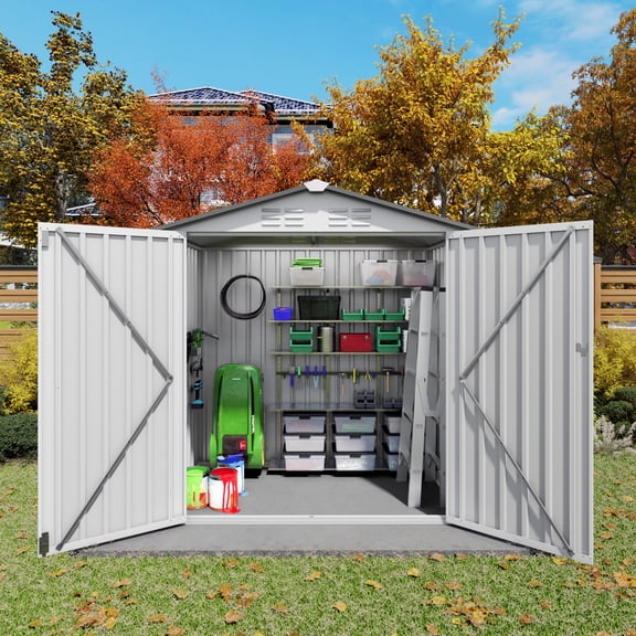 6X3.6 ft. Metal Storage Shed,Peaked Roof Waterproof with Clear Window and Lockable Door Compact Tool Shed for Garden,Backyard,Patio