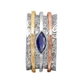 thumbnail image 1 of 6X3 Marquise Blue Sapphire Triple Tone 925 Silver Meditation Unisex Spinner Ring, 1 of 2
