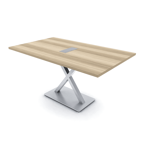 6X3 Rectangular Conference Room Table With X Base Power And Data Unit