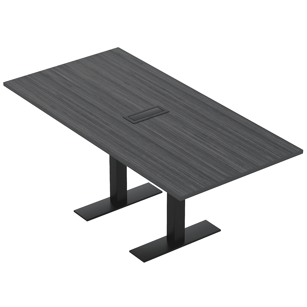 Rectangle Power Table 6X3 Rectangular Conference Table With Metal T Bases And Power Module ...