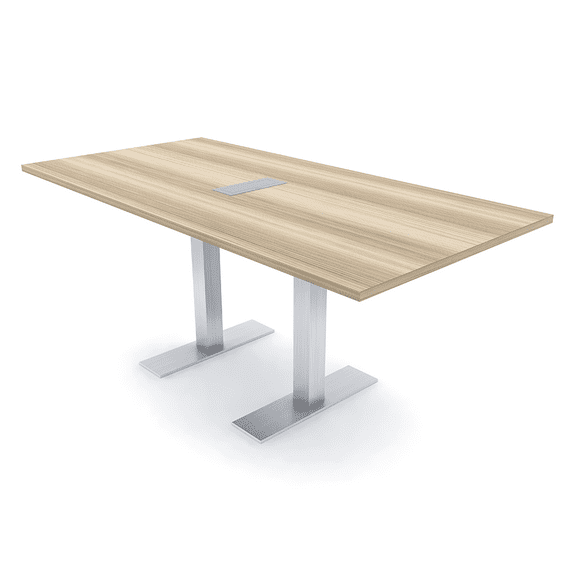 6X3 Rectangular Conference Table With Metal T Bases And Power Module