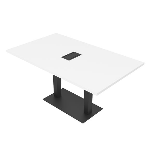 6 Person Small Rectangular Conference Table Metal Base Electric Module