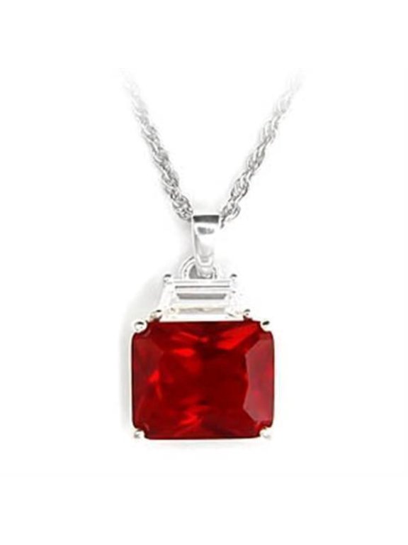 6X309 - High-Polished 925 Sterling Silver Pendant with Synthetic Garnet in Ruby
