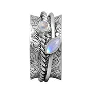 MOONEYE 6X3MM Marquise Rainbow 925 Silver Fidget Meditation Spinner Unisex Ring