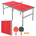 thumbnail image 1 of 6X3ft Mid-Size Table Tennis Tables,Portable Ping Pong Table Game with Net, 2 Paddles & 3 Balls for Indoor/Outdoor Use, 1 of 7