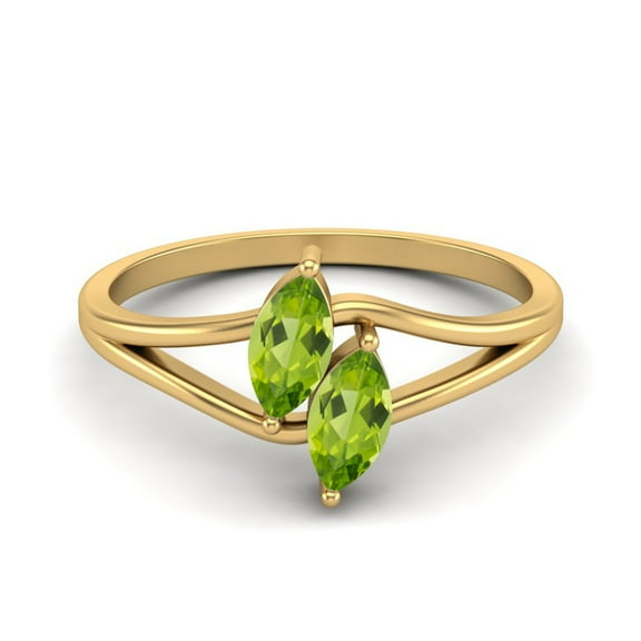 6X3mm Marquise Peridot 925 Sterling Silver Gold Vermeil Split Shank Women Valentines Day Gifts Ring